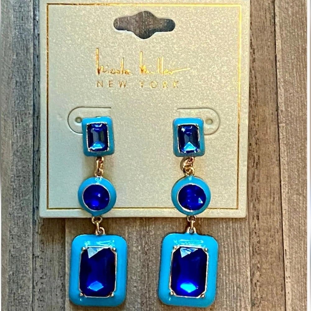BRAND NEW NICOLE MILLER DAINLING WOMENS EARING ROYAL BLIE AND GOLD